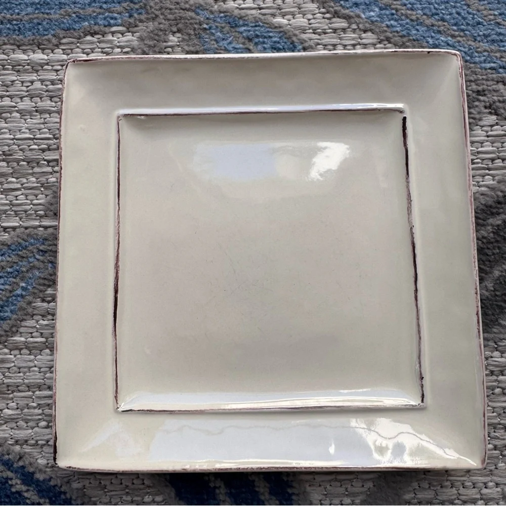 Pier 1 Imports Martillo Crème Brûlée Small Square Plate Set Distressed Off White